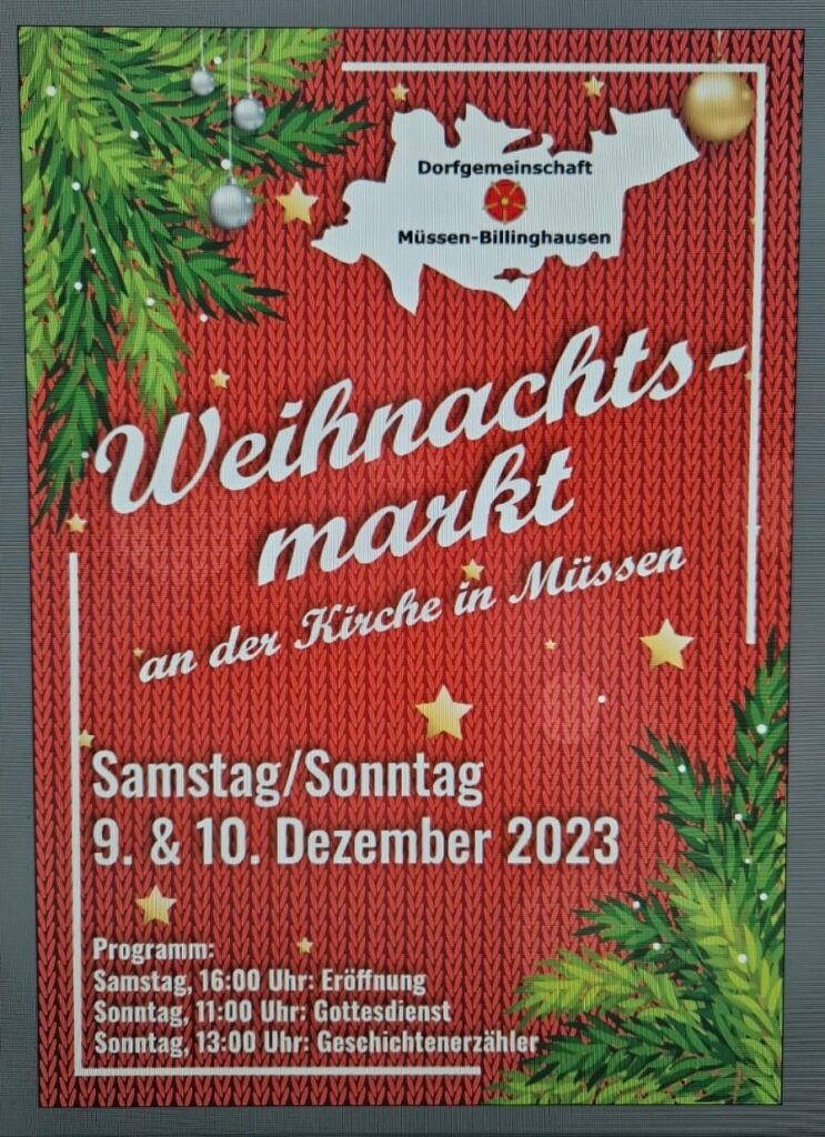 Weihnachtsmarkt in Müssen am 09. und 10.12.2023